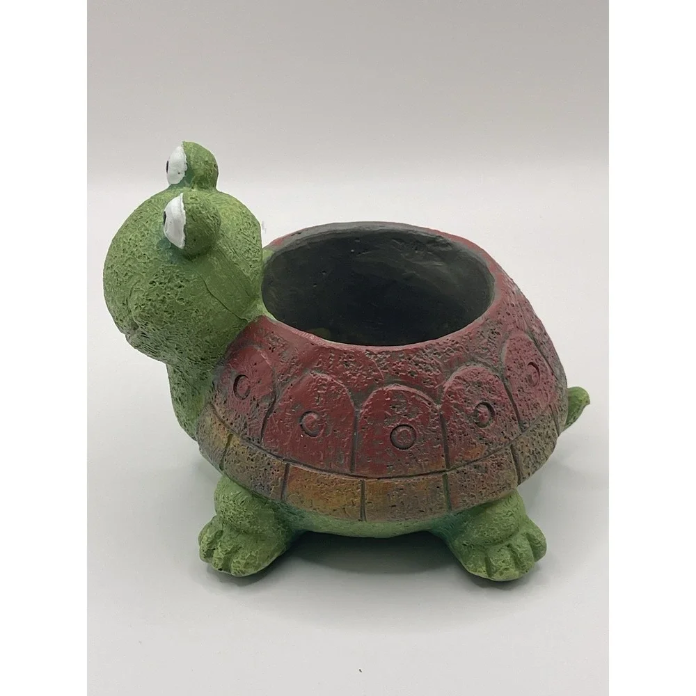 Modern Resin Turtle Planter with Drainage Hole -‎ Perfect Gift for Plant Lovers